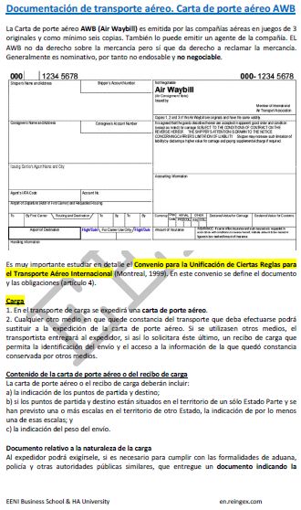 Carta de porte aéreo AWB (Air Waybill)